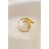 Ayarlamalı Gold Renk Metal Zirkon Taşlı Kanat Yüzük