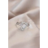 Ayarlamalı Silver Renk Metal Zirkon ve Kristal Taşlı Damla Model Yüzük