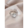 Ayarlamalı Silver Renk Metal Zirkon ve Kristal Taşlı Dikdörtgen Model Yüzük