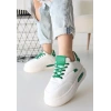 Chris Beyaz Cilt Yeşil Detaylı Bağcıklı Spor Ayakkabı