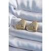 Gold Renk Kırık Kalp Model Pirinç Kadın Küpe