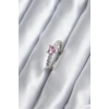 Gümüş Renk Zirkon Taşlı Pembe Kristal Kalp Model Kadın Yüzük