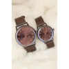 Kahverengi Deri Kordonlu Rose Metal Kasa Sevgili Saatleri