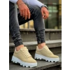 Kb-056 Kuback Bej Süet Beyaz Yüksek Taban Günlük Spor Ayakkabı