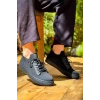 Kb-110  Kuback Siyah Triko Siyah Yüksek Taban Bağcıklı Günlük Erkek Ayakkabı