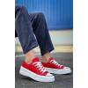 Kb-Cx-3 Kuback Kısa Kırmızı Keten Beyaz Yüksek Taban Spor Ayakkabı