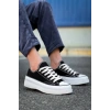 Kb-Cx-3 Kuback Kısa Siyah Keten Beyaz Yüksek Taban Spor Ayakkabı