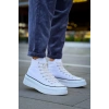 Kb-Cx-3 Kuback Uzun Beyaz Keten Beyaz Yüksek Taban Spor Ayakkabı