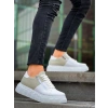 KB-X155 Kuback Beyaz Cilt Gri Süet Detaylı Beyaz Yüksek Taban Günlük Spor Ayakkabı