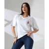 Kiraz işlemeli Kadın T-Shirt