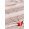 Kırmızı Kelebek Model Kadın Kolye