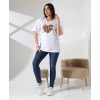 Leopar kalp Baskılı Kadın T-Shirt