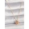 Pirinç Gold Renk 3D Zirkon Taşlı Elmas Model Kadın Kolye