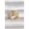 Pirinç Gold Renk Ayarlanabilir Zirkon Taşlı Kadın Yüzük