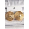 Pirinç Gold Renk Kalp İşlemeli Daire Plaka Model Kadın Küpe