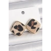 Pirinç Gold Renk Kare Leopar Model Kadın Küpe