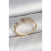 Pirinç Gold Renk Pembe Damla Zirkon Taşlı Ayarlanabilir Kadın Yüzük