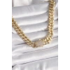 Pirinç Gold Renk VIP Exclusive Seri Gurmet Model Kadın Kolye