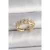 Pirinç Gold Renk Zirkon Taşlı Ayarlanabilir Yüzük