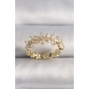 Pirinç Gold Renk Zirkon Taşlı Çiçek Model VIP Seri Kadın Yüzük