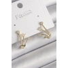 Pirinç Gold Renk Zirkon Taşlı Kadın Küpe