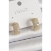 Pirinç Gold Renk Zirkon Taşlı Kadın Küpe