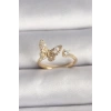 Pirinç Gold Renk Zirkon Taşlı Kelebek Model İnci Detay Ayarlanabilir Yüzük