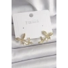 Pirinç Gold Renk Zirkon Taşlı Kelebek Model Kadın Küpe