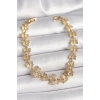 Pirinç Gold Renk Zirkon Taşlı Kelebek Model Zincir Kadın Bileklik