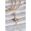 Pirinç Gold Renk Zirkon Taşlı Kutup Yıldızı Nazar Boncuk Detay Ajda Charm