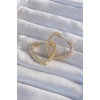 Pirinç Gold Renk Zirkon Taşlı Motifli Kalp Küpe