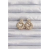 Pirinç Gold Renk Zirkon Taşlı Oval Form Küpe