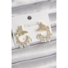 Pirinç Gold Renk Zirkon Taşlı Sallantı Detay Kelebek Model Kadın Küpe