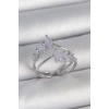 Pirinç Gümüş Renk Mor Damla Zirkon Taşlı Taç Model Kadın Yüzük