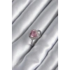 Pirinç Gümüş Renk Pembe Zirkon Taş Kalp Charm Model Kadın Yüzük