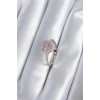 Pirinç Gümüş Renk Pembe Zirkon Taş Kalp Charm Model Kadın Yüzük