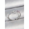 Pirinç Gümüş Renk Zirkon Taşlı Çiçek Model Ayarlanabilir Kadın Yüzük