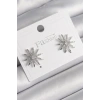 Pirinç Gümüş Renk Zirkon Taşlı Yıldız Model Kadın Küpe