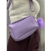 Ponpon mor cilt çanta