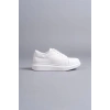 SLW151 Boost Bağcıklı Cilt Erkek Günlük Sneaker Ayakkabı BT - Beyaz
