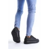 SLW151 Boost Bağcıklı Cilt Erkek Günlük Sneaker Ayakkabı ST - Siyah