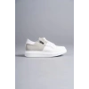 SLW155 Warrior Bağcıklı ve Fermuarlı Cilt Süet Erkek Günlük Sneaker Ayakkabı BT - Beyaz/Gri
