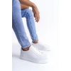 SLW165 Elite Bağcıklı Cilt Erkek Günlük Sneaker Ayakkabı BT - Beyaz