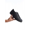 SLW165 Elite Bağcıklı Cilt Erkek Günlük Sneaker Ayakkabı ST - Siyah
