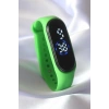 Yeşil Renk Silikon Dijital Dokunmatik Led Saat