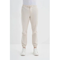 0004 Düğme Kapamalı Beli ve Paçası Lastikli Jogger Erkek Pantolon EKRU