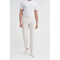 0035 Keten Erkek Jogger Pantolon Ekru