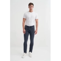 0711 Terry Slim Fit Boru Paça Normal Bel Erkek Kot Pantolon Lacivert