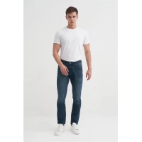 0752 Parker Normal Bel Dar Paça Slim Fit Erkek Kot Pantolon Lacivert