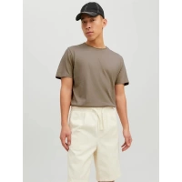 12182498 Yırtık Yaka  Oval Kesim Erkek Tshirt Bej